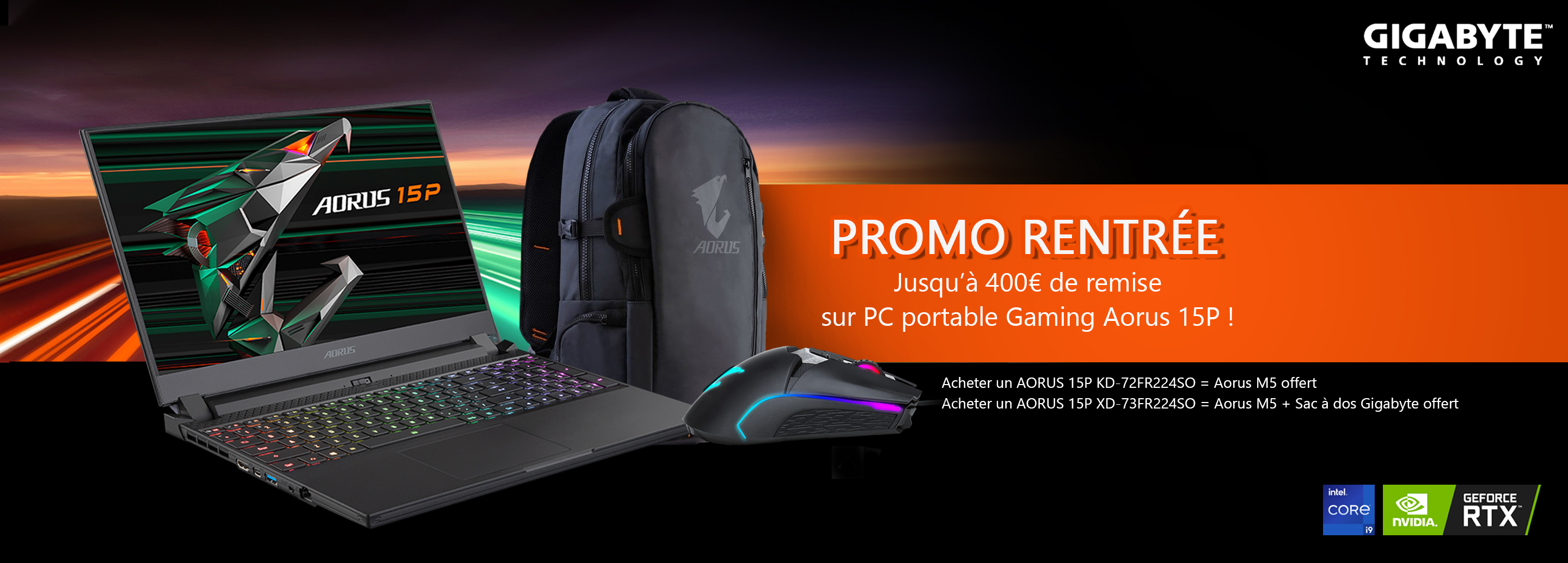 Gigabyte Promo Rentrée sur les PC portables AORUS 15P