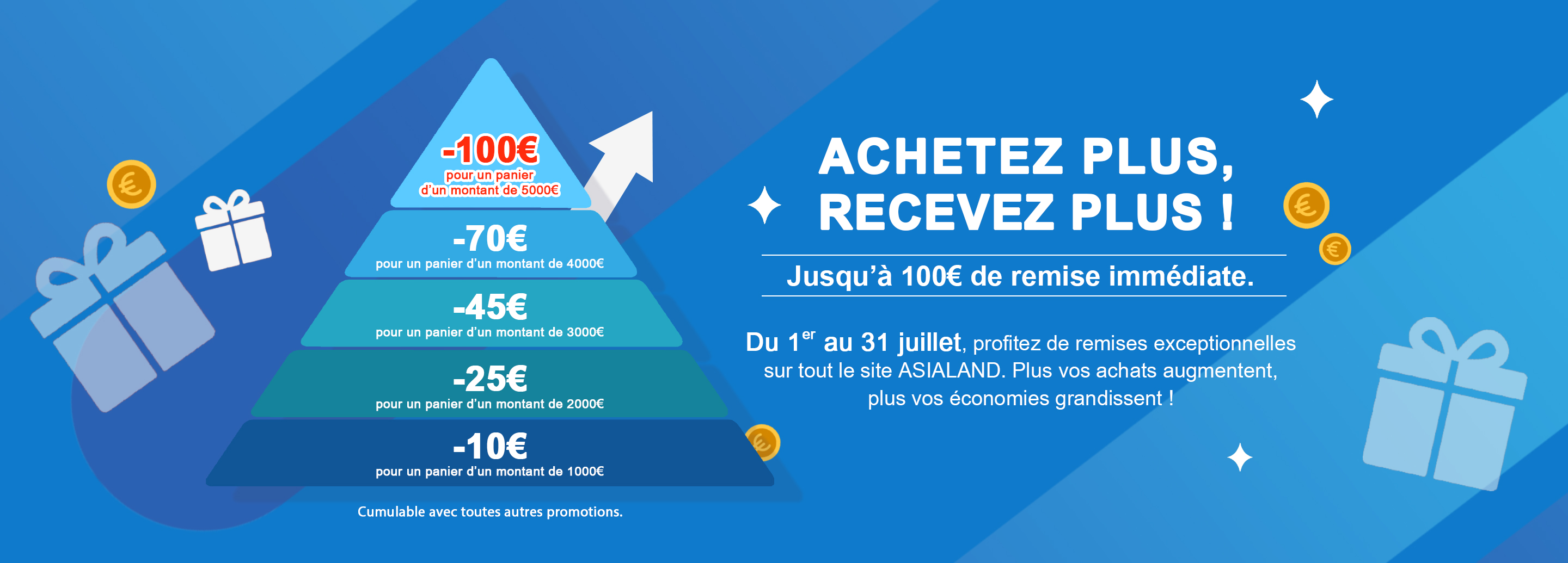 Achetez plus, recevez plus ! Jusqu’à 100€ de remise immédiate.