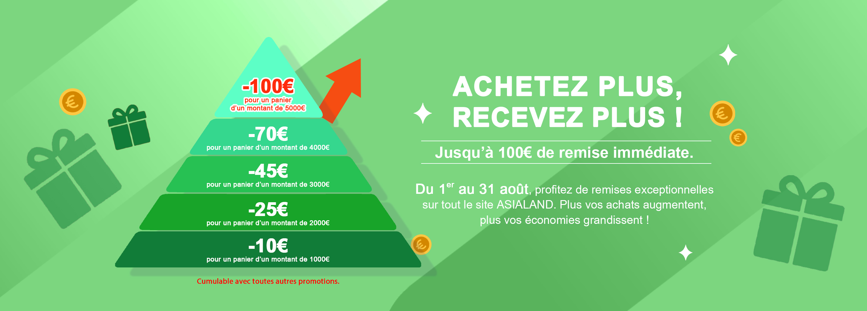 Achetez plus, recevez plus ! Jusqu’à 100€ de remise immédiate.