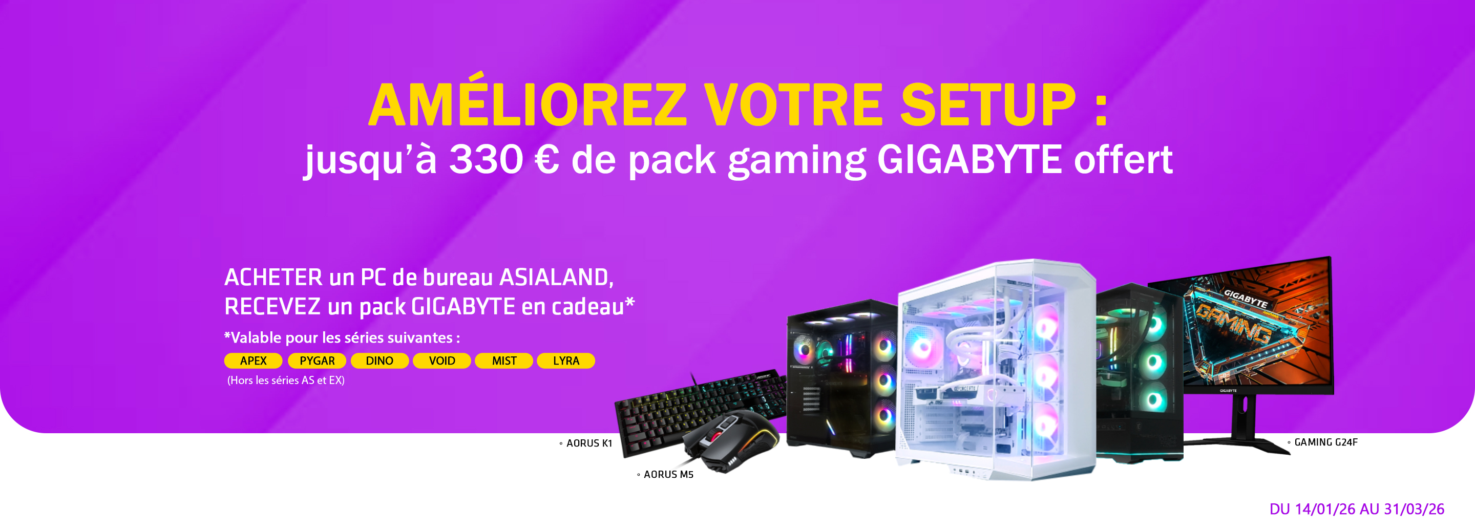 PC de bureau + gigabyte kit promo