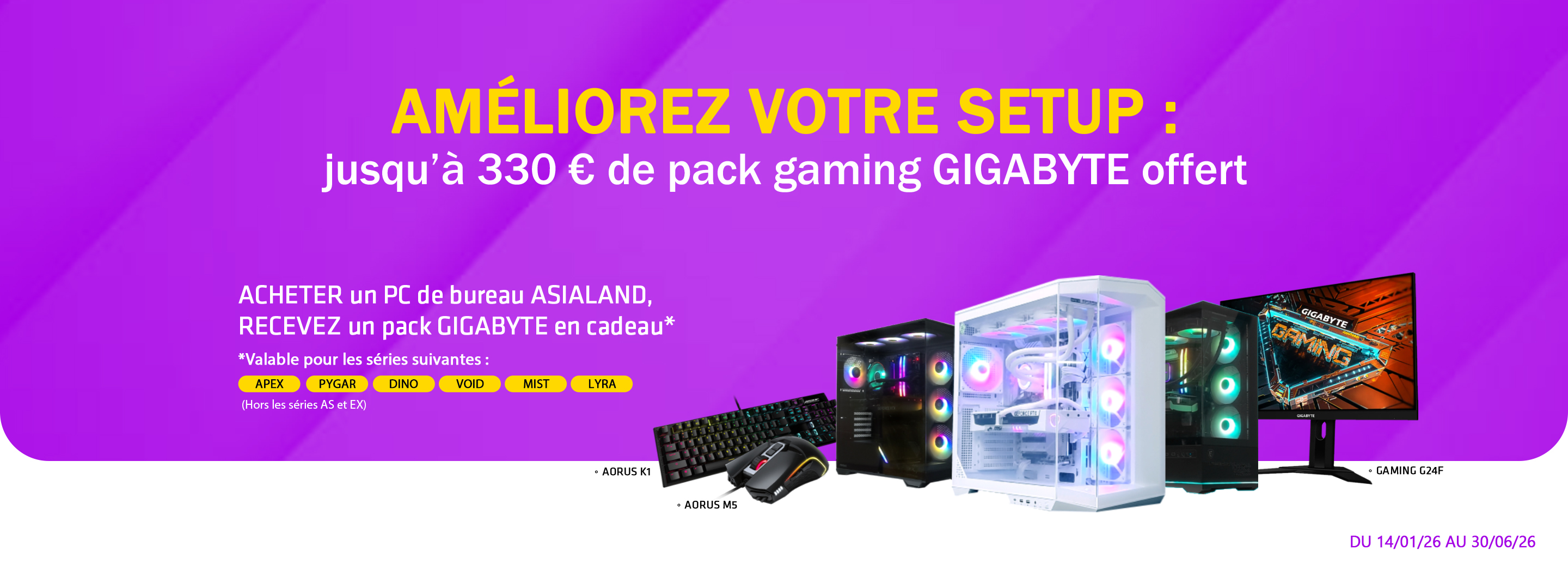 PC de bureau + gigabyte kit promo